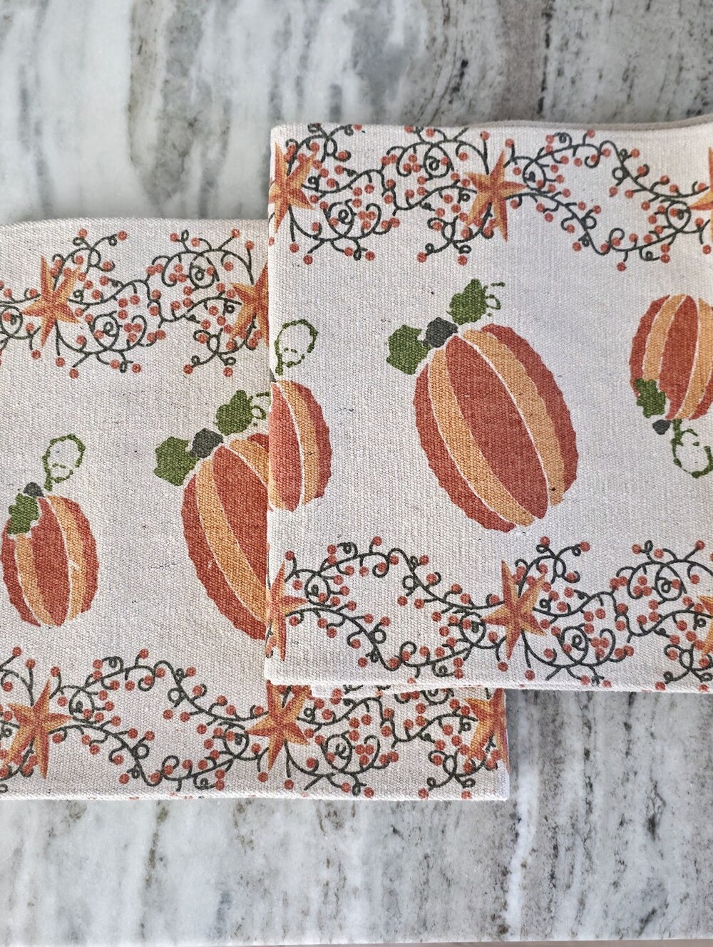 Farmhouse Country Fall Pumpkin Table Runners, Set of 2